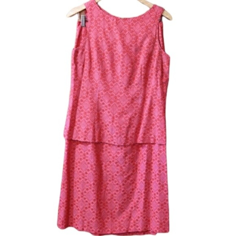 Su-Zen Vintage Coral Pink Floral 2-Piece Skirt & Midi Dress Set Medium Rare